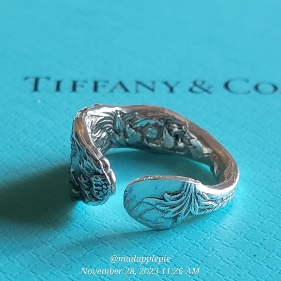 1880 Tiffany & Company Chrysanthemum Spoon Ring Handmade in Sterling Silver #18 - Picture 3 of 16